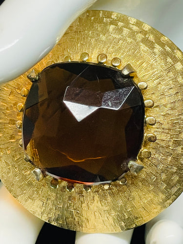 Large Brown and Gold Brooch